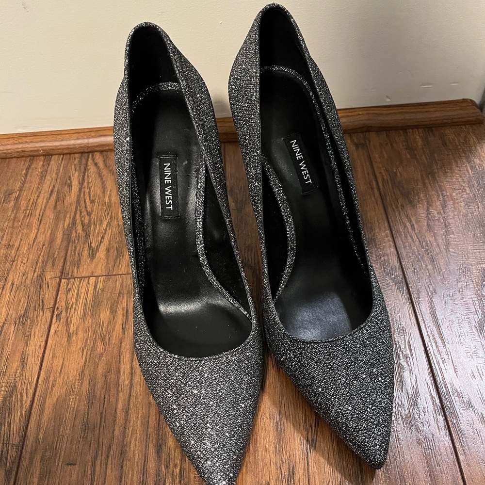 Nine West Women's Black Glitter Heels